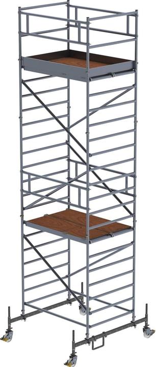 Munk Rollgerüst 1,35 x 1,80 m mit Fahrbalken & Doppel-Plattform Plattformhöhe 5,45 m (Gerüst, 180 cm)