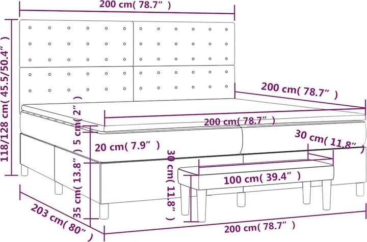 Actual product image vidaXL Boxspringbett (200 x 200 cm)