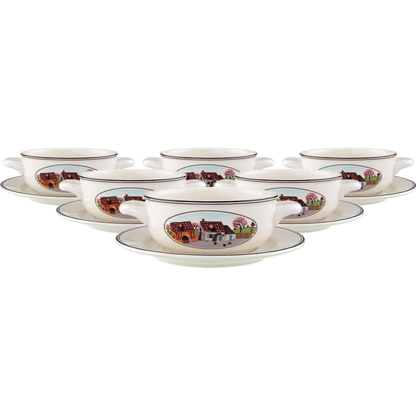 Villeroy & Boch Design Naif Suppentassen mit Untertassen, Schüssel + Schale, Mehrfarbig