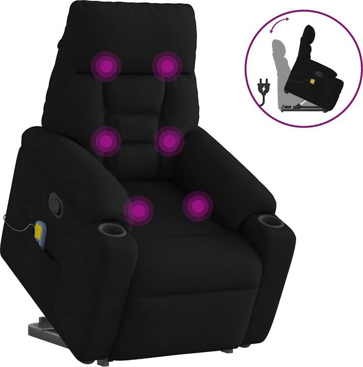 Immagine prodotto vidaXL Poltrona massaggiante con ausilio per la posizione eretta in tessuto nero