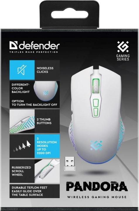 Actual product image Defender PANDORA RF 3200DPI 7P Wireless Gaming Mouse White (Wireless)
