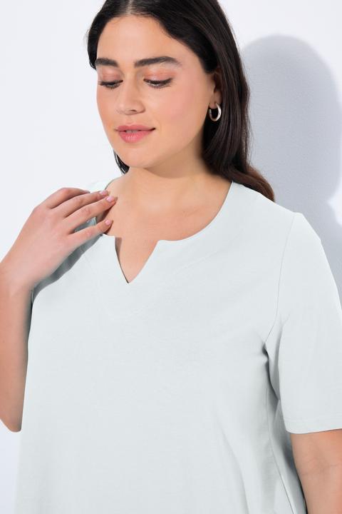 Immagine prodotto Ulla Popken T-shirt dal taglio svasato con scollo a tunica e mezze maniche (42, 44)