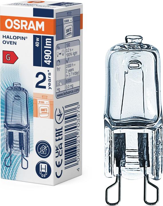 Actual product image Osram Stove lamp (G9, 40 W, 490 lm, 1 x, G)