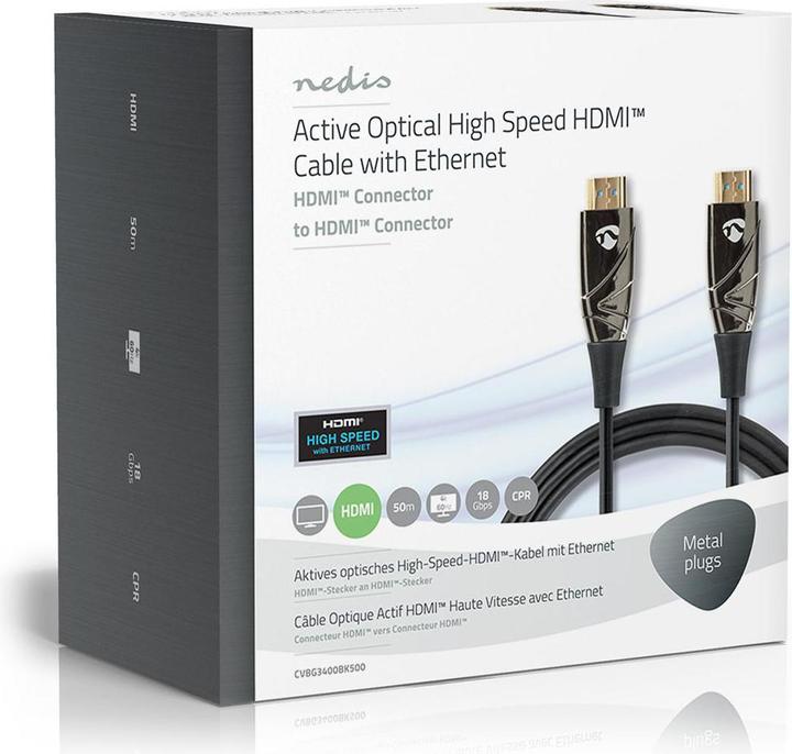 Productafbeelding Nedis Actieve Optische Hoge Snelheid HDMI Kabel met Ethernet | HDMI™ Man | HDMI™ Man | 4K@60Hz (50 m)
