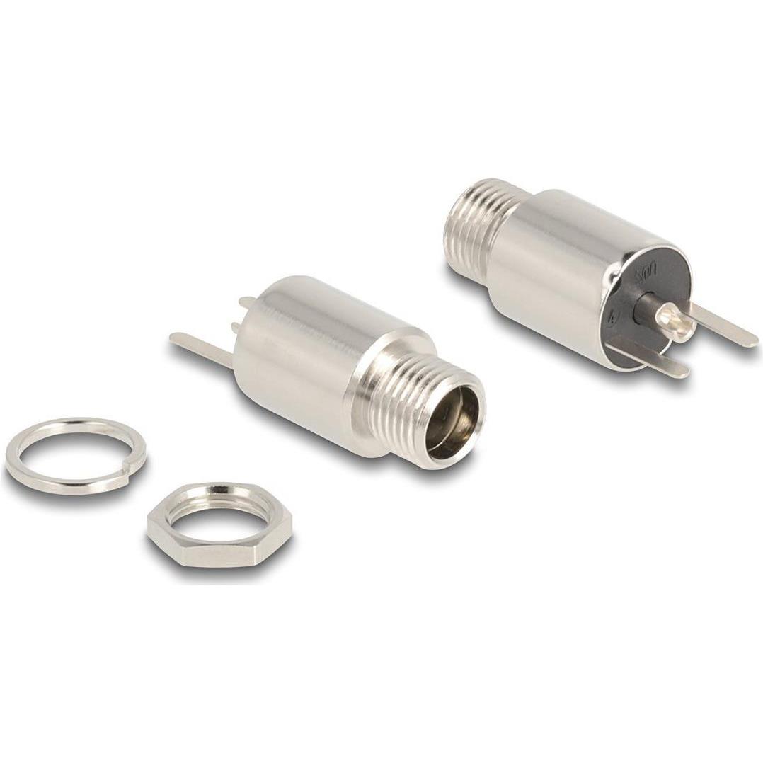 Delock Steckverbinder DC 5,5 x 2,1 mm Buchse zum Einbau Lötv, Elektronikkabel + Stecker, Silber