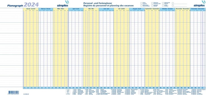 Produktbild Simplex Planograph 2024 S40365.24 640x297mm,Setà3 (Spezial, Französisch, Deutsch)