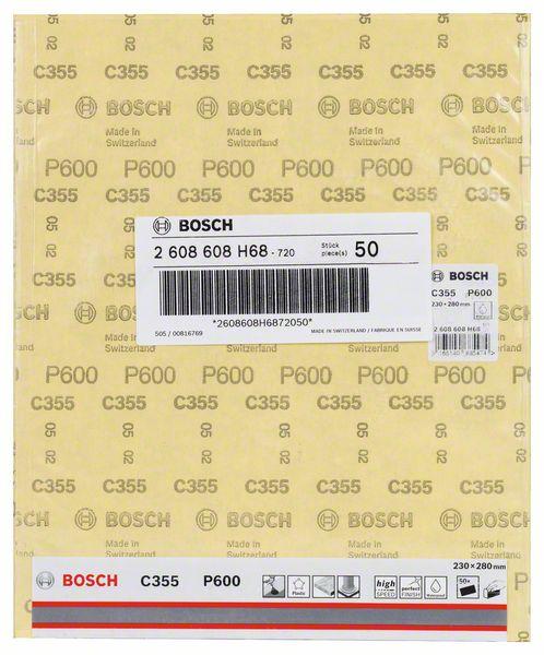 Immagine prodotto Bosch Professional Zubehör Foglio abrasivo C355, foglio abrasivo in carta, 230 x 280 mm, 600 (600)