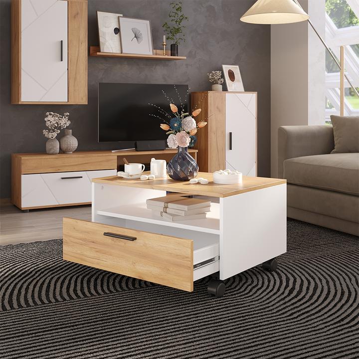 Actual product image Vicco Couchtisch Bibo, Weiss/Goldkraft Eiche, 70 x 52.4 cm