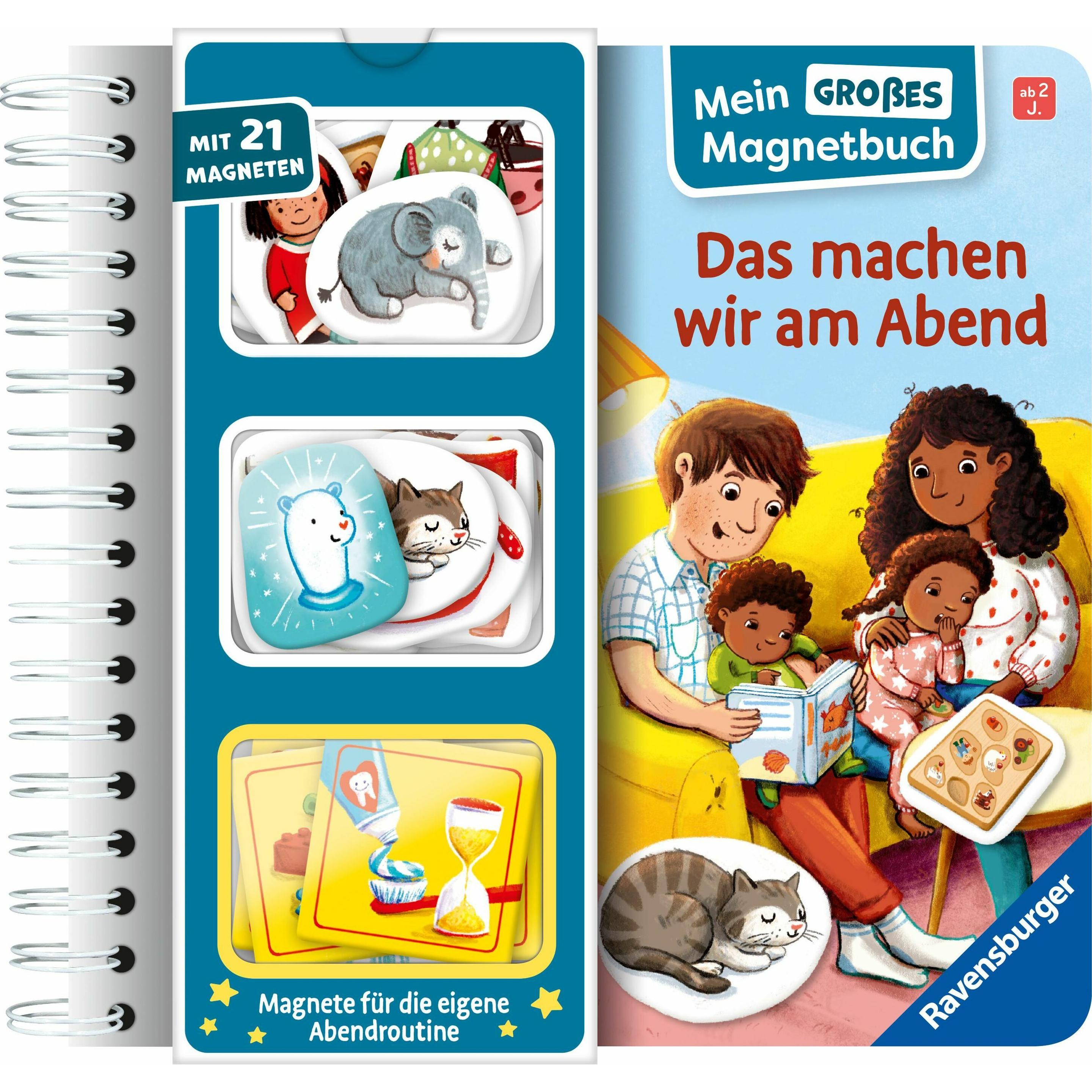 Ravensburger, Libro bebè, Mein grosses Magnetbuch - Das machen wir am Abend (Tedesco)