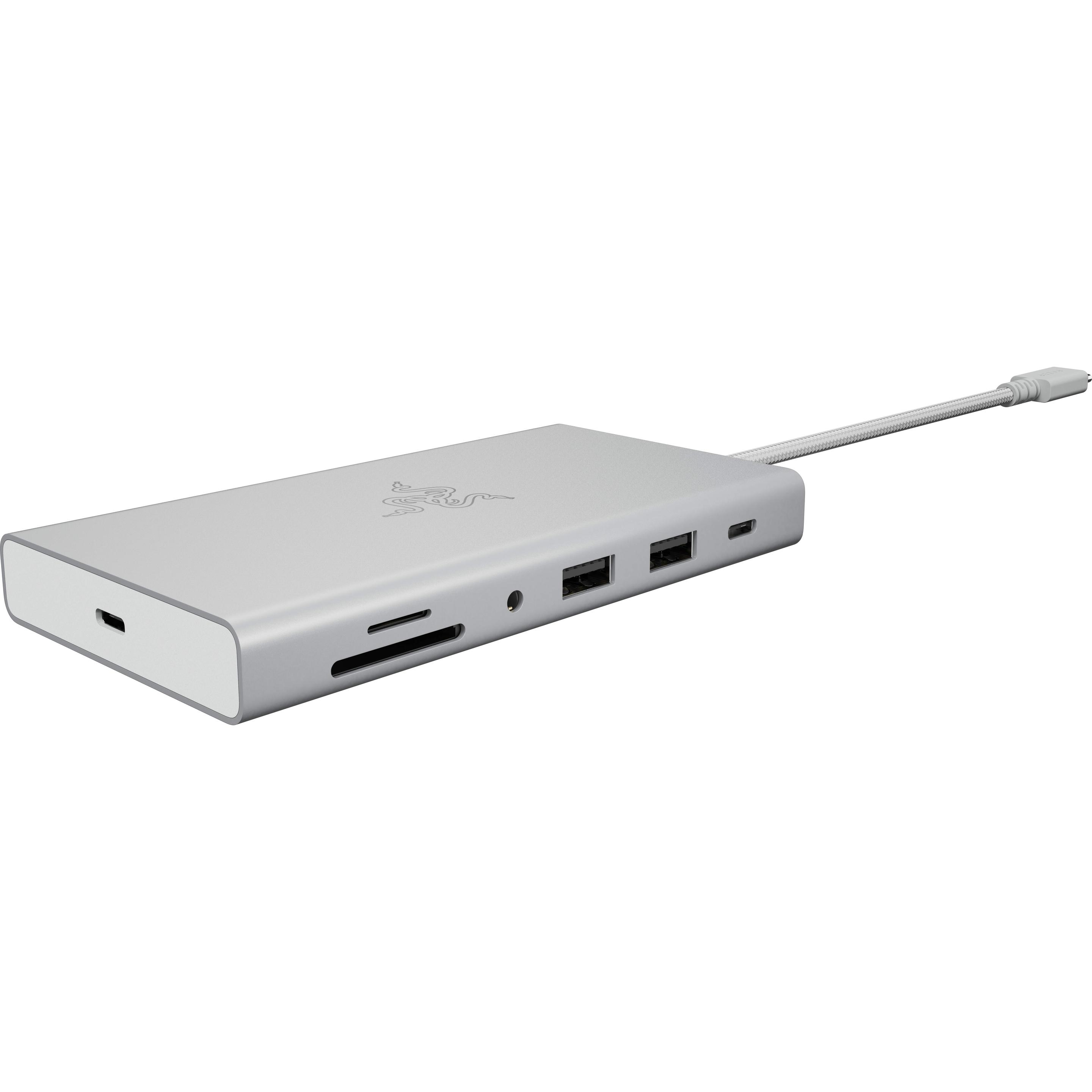 Razer USB-C Dock - Mercury Edition (USB-C, 11 Ports), Dockingstation + USB Hub, Silber