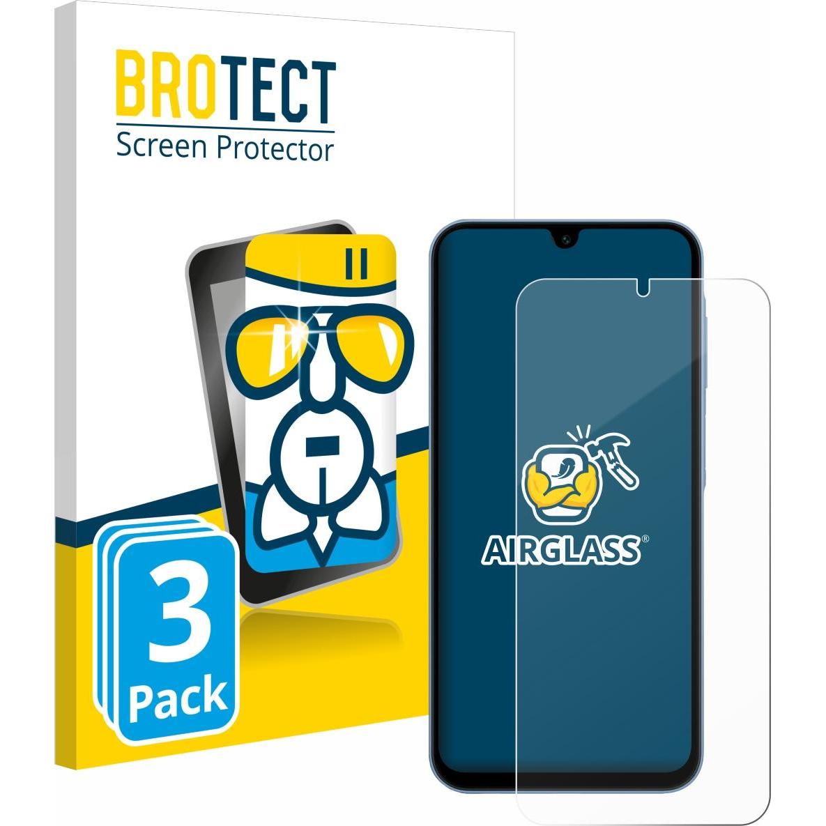 BROTECT AirGlass Panzerglasfolie (3 Stück, Samsung Galaxy A15), Smartphone Schutzfolie, Transparent