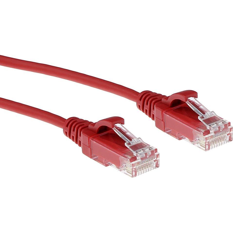 ACT Red 3 meter LSZH U/UTP CAT6 datacenter slimline patch cable snagless with RJ45 connectors (U/UTP, CAT6, 3 m), Netzwe...