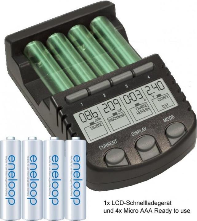 Actual product image AccuCell ALPHA700 fast charger with LCD display incl. 4x Sanyo HR-4UTG (4 pcs., AA, 2100 mAh, Battery + charger)