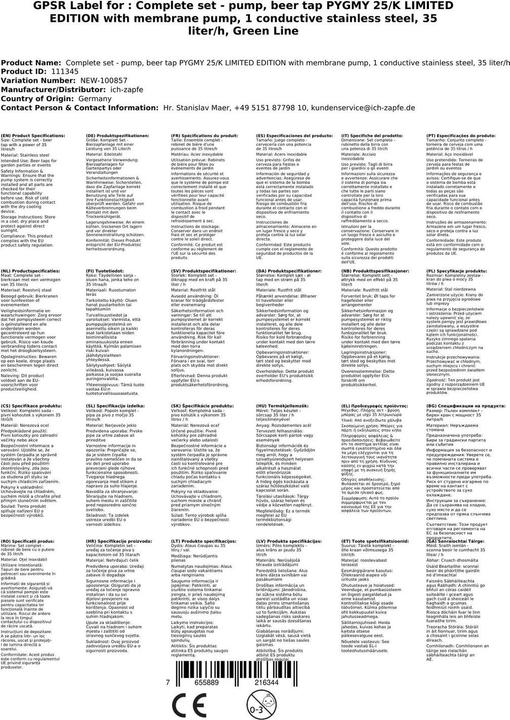 Immagine prodotto Ich-zapfe Set - Sistema di dosaggio PYGMY 25/K, 1 linea, 35 l/h