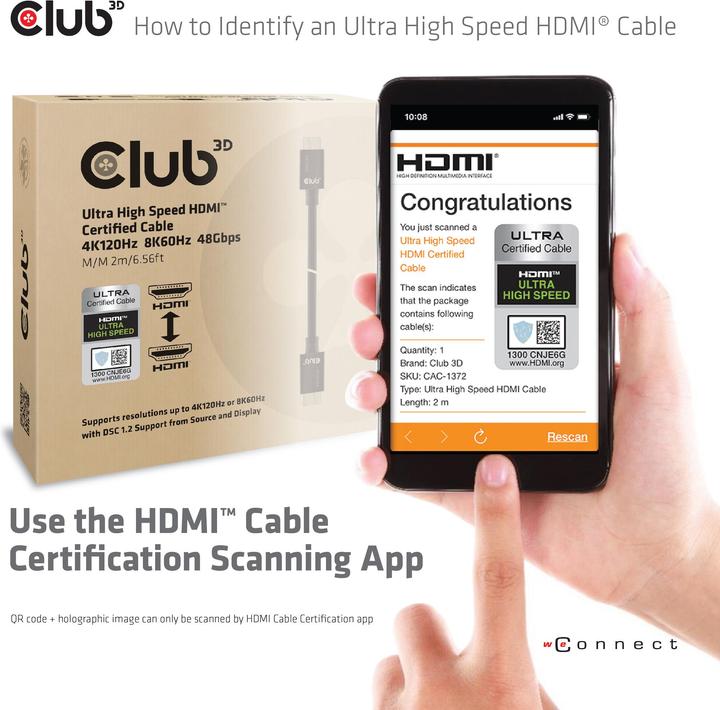 Produktbild Club 3D HDMI (Typ A) — HDMI (Typ A) (3 m, HDMI, 2.1)
