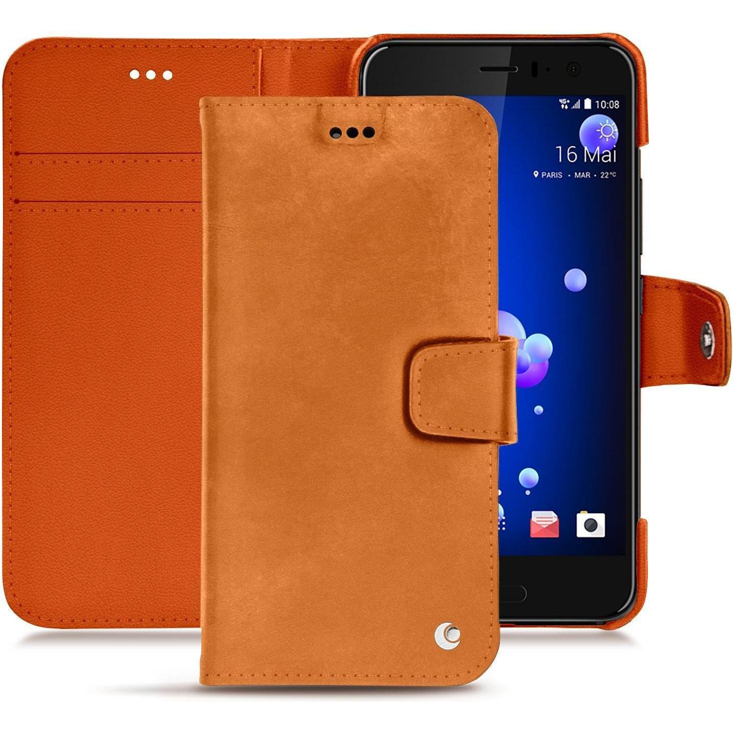 Thumbnail - Noreve Lederschutzhülle Wallet (HTC U11), Smartphone Hülle, Orange