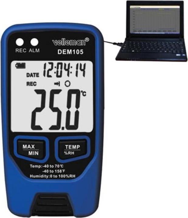 Produktbild Velleman Datenlogger Für Temperatur Und Feuchtigkeit Mit Usb-Schnittstelle (Thermometer)