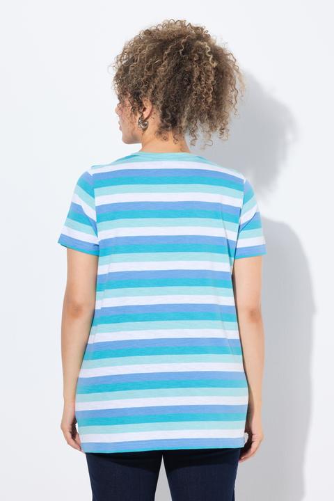 Produktbild Ulla Popken Ringelshirt, Sonne, A-Linie, V-Ausschnitt, Halbarm (62)