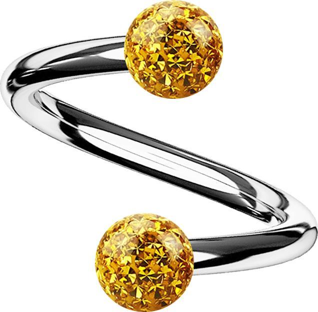 Produktbild Star Piercing Spirale silber mit zwei Kristallkugeln topaz Epoxy Schutzschicht (ohne Messing, Titan)