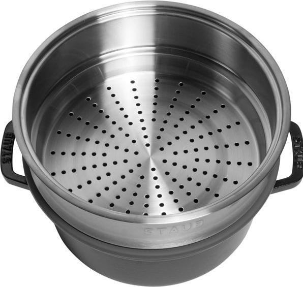 Produktbild Staub Cocotte mit Dämpfeinsatz, 24 cm | Schwarz | rund | Gusseisen (40508-814-0) (24 cm, Gusseisen)