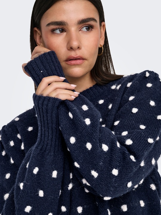 Immagine prodotto JdY Vestibilità regolare Collo alto Polsini lunghi Maniche a sbuffo Pullover Maglione in maglia (L)