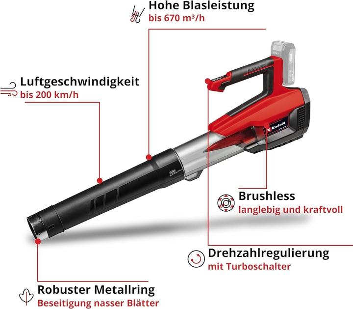 Image du produit Einhell GP-LB 18/200 Li E-Solo PowerX-Change (Fonctionnement sur batterie, Souffleur de feuilles)