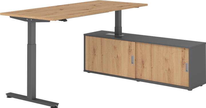 Image du produit Hammerbacher Sitz-Steh Kombi 180x80cm, Asteiche/Graphit (180 x 80 x 71 cm)