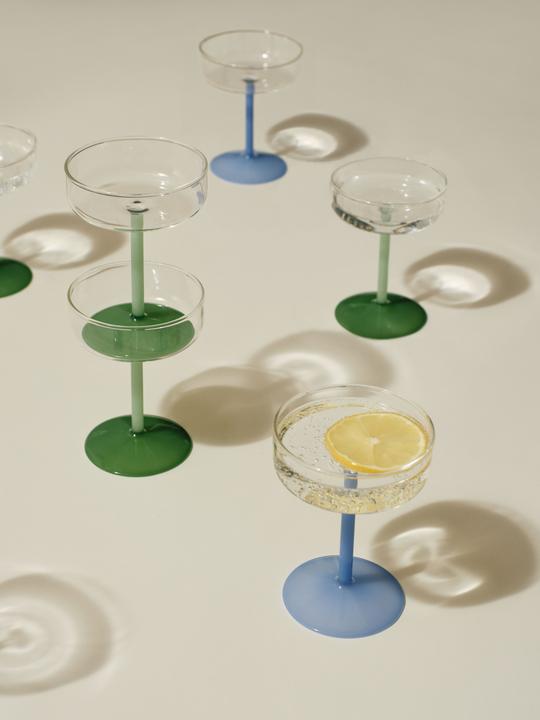 Produktbild HAY - Tint Champagnerglas H12.5 cm - 2er-Set (Transparent & Blau) (2 x)