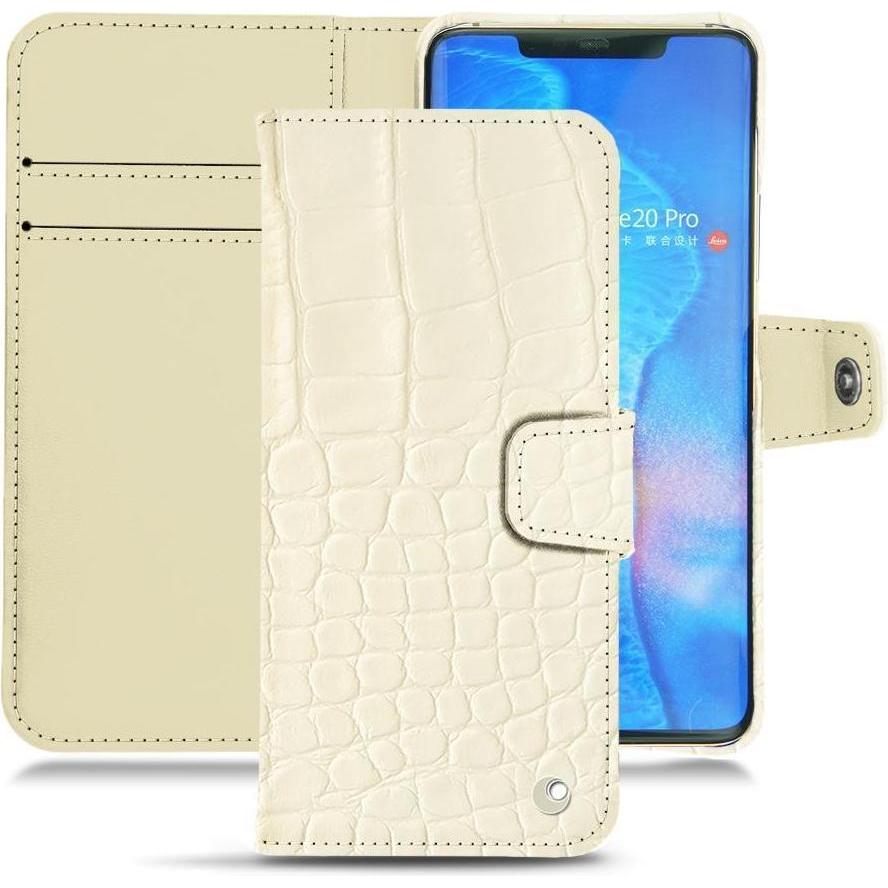 Noreve Lederschutzhülle Wallet (Huawei Mate 20 Pro), Smartphone Hülle, Weiss