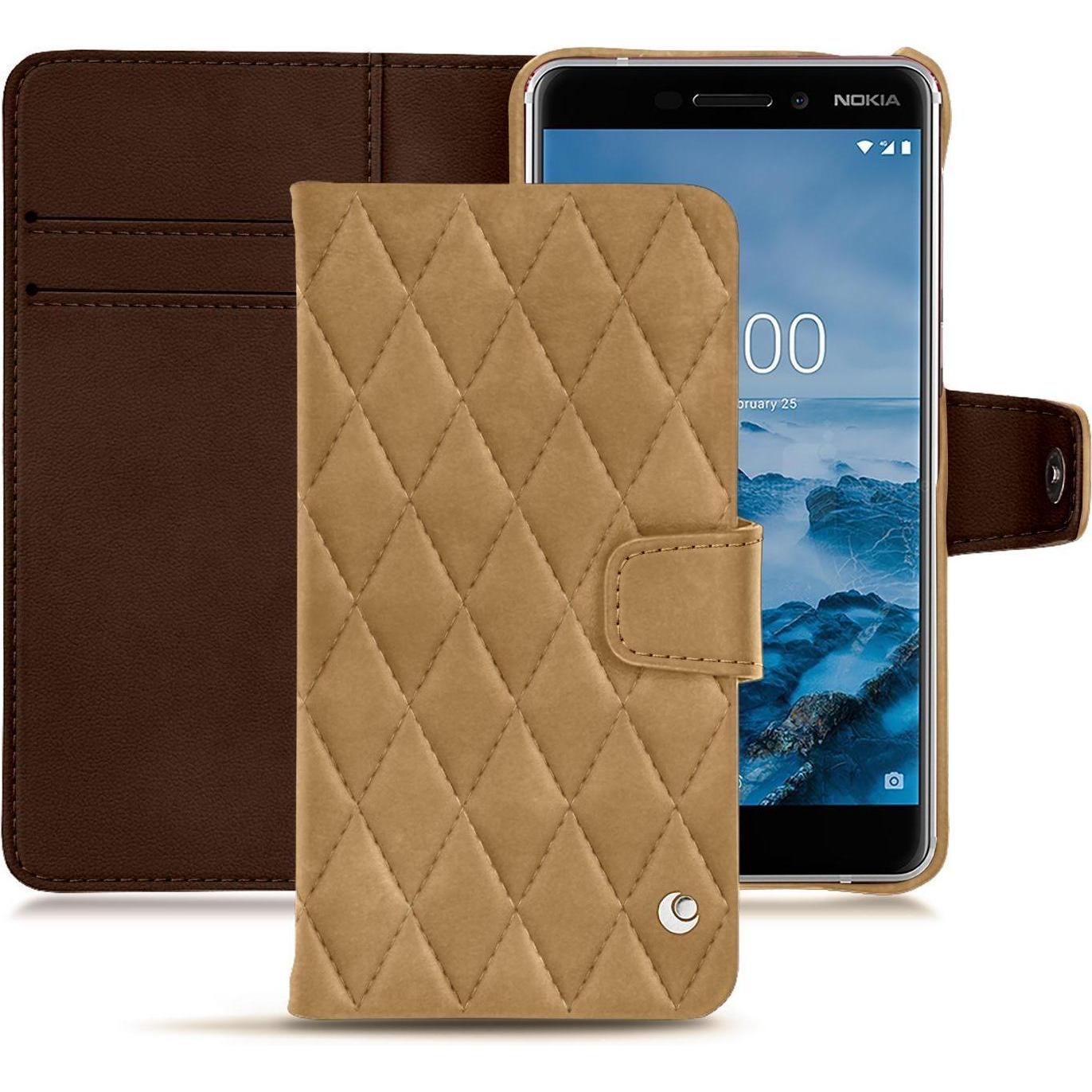 Noreve Lederschutzhülle Wallet (Nokia 6 (2018)), Smartphone Hülle, Braun
