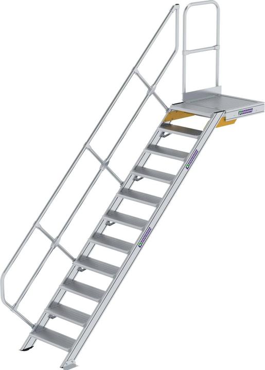 Actual product image Munk Stairs with platform 45ï¿½ step width 600 mm 11 steps aluminium ribbed (Scaffolding, 60 cm)