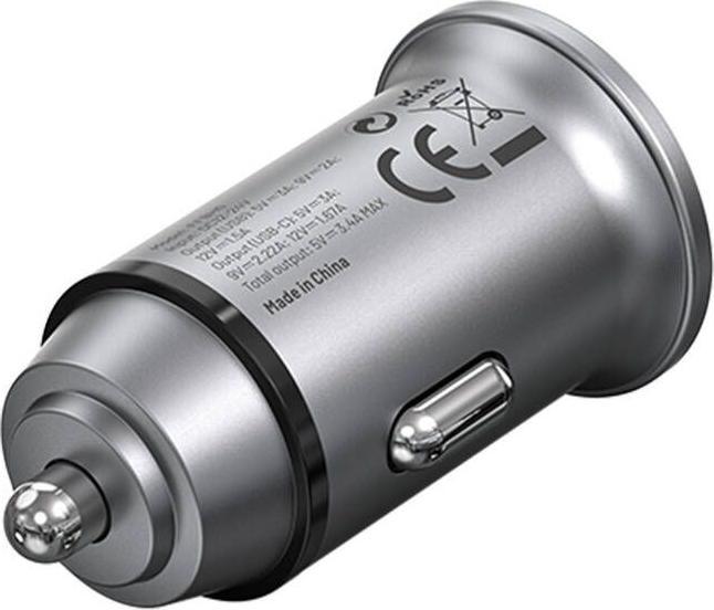 Actual product image Vention Dual Port Car Charger FFBH0 USB A C(18/20) Gray