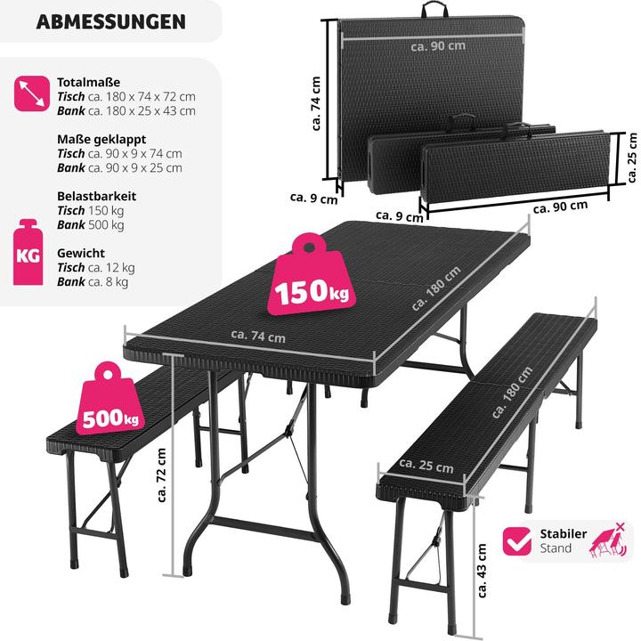 Image du produit tectake Ensemble de table de camping