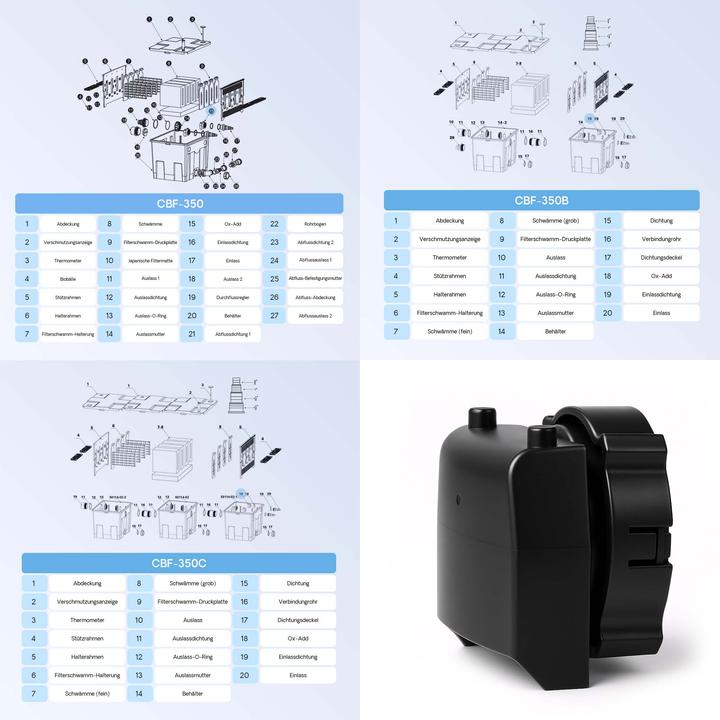 Actual product image SunSun Spare Part CBF-350B Add Oxygen Part Bio Pond Filter