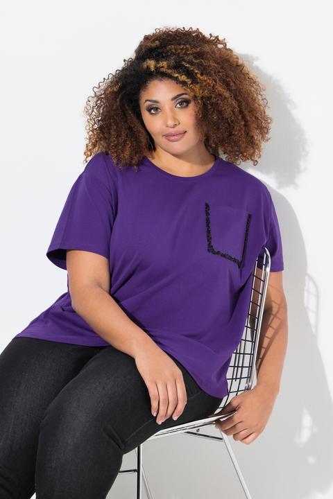 Actual product image Ulla Popken Beaded Pocket Short Sleeve Tee (42, 44)