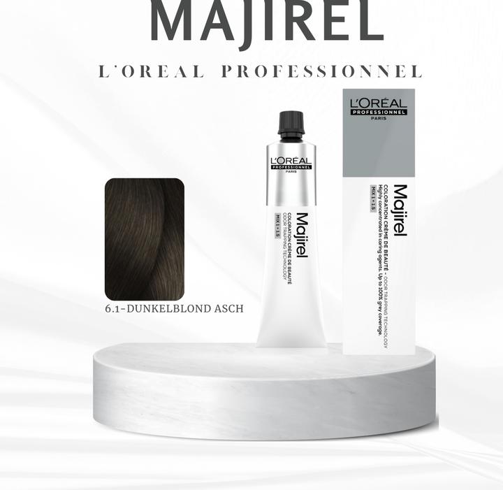Produktbild L'Oréal Professionnel L'Oréal Majirel 6,1 Dunkelblond Asch 60 ml (6,1 Dunkelblond Asch)