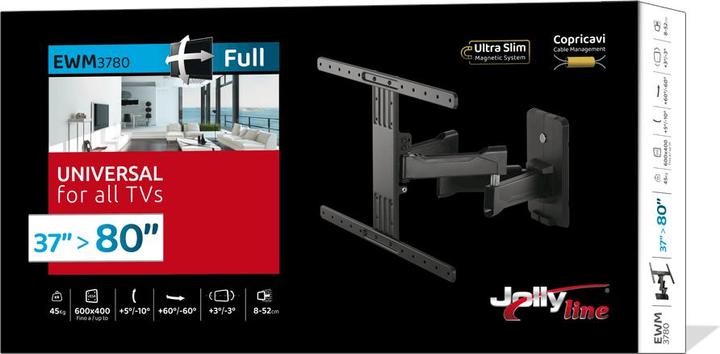 Image du produit G.B.S. Elettronica EWM-3780 2,03 m (80') Noir (Mur, 45 kg, 37" - 80")