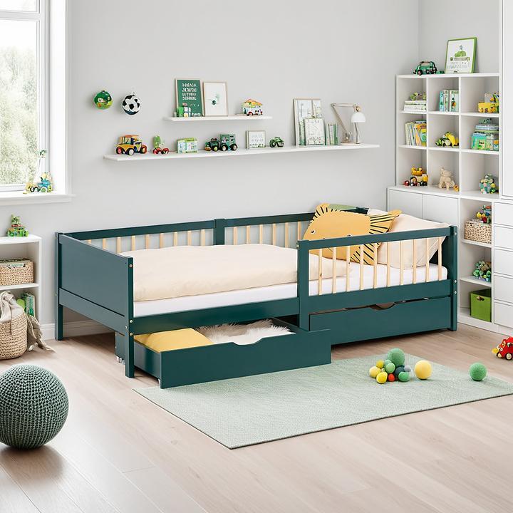 Image du produit Homestyle4u Kinderbett mit 2 Bettkästen & Lattenrost (90 x 200 cm)