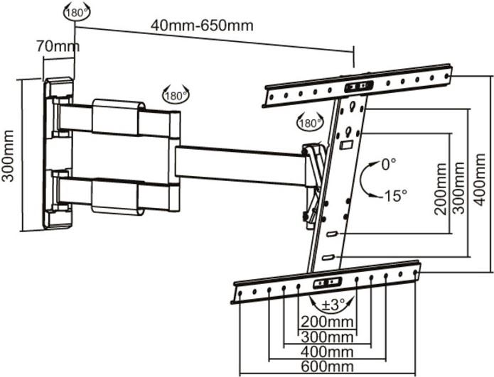 Actual product image Multibrackets M Vesa Flex Arm Thin (Wall, 55", 30 kg)