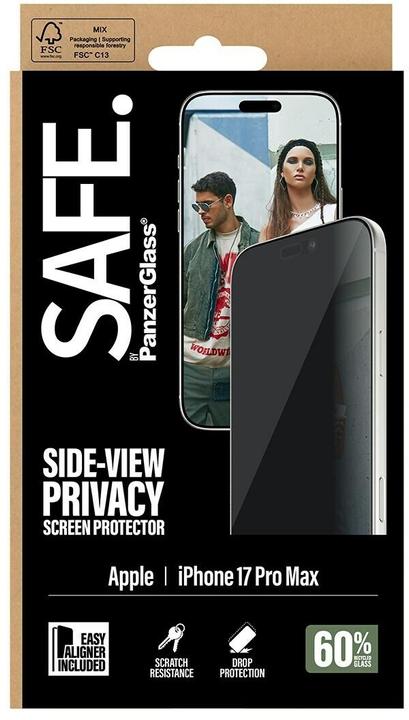 Produktbild PanzerGlass SAFE. by ® Privacy Displayschutz iPhone 17 Pro Max | Ultra-Wide Fit m. EasyAligner (1 Stück, Apple iPhone 17 Pro Max)
