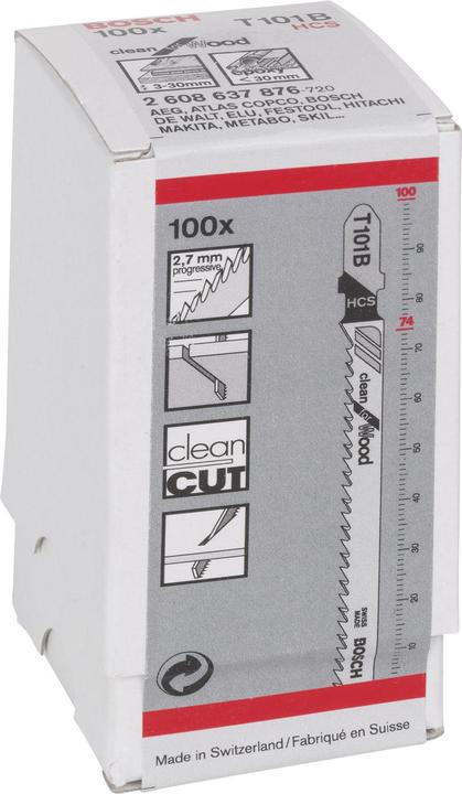 Produktbild Bosch Professional Zubehör Stichsägeblatt T 101 B Clean for Wood, 100er-Pack