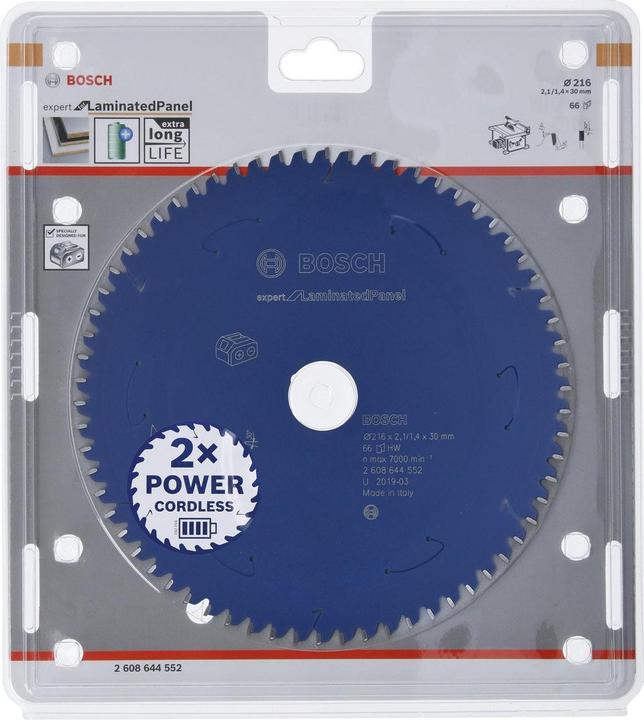 Produktbild Bosch Professional Zubehör Akku-Kreissägeblatt Expert for Laminated Panel, 216 x 2,1/1,4 x 30, 66 Zähne
