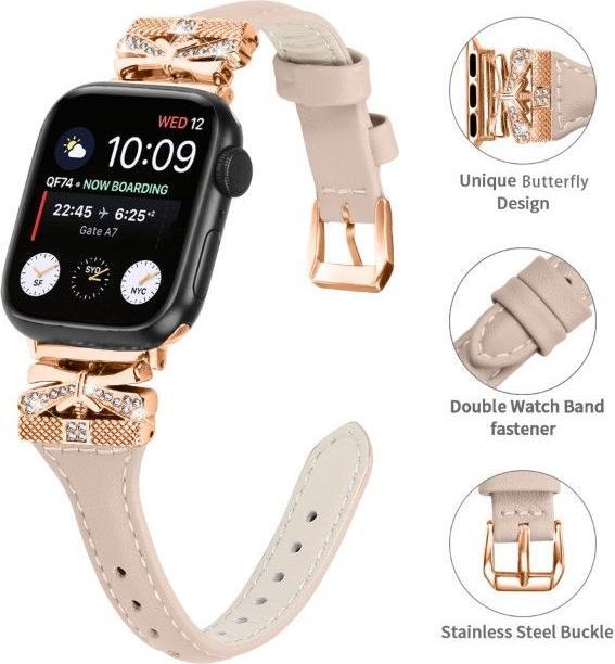 Actual product image MU Classic Ladies Series Leather Bracelet (42 mm, 44 mm, 45 mm, Faux leather)
