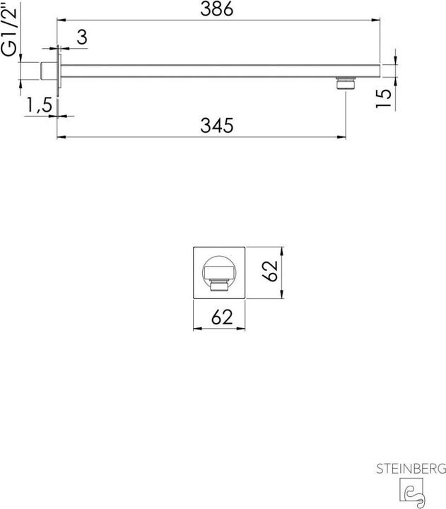 Actual product image Steinberg Seriess 342 shower arm, 420mm