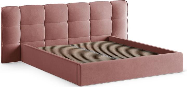 Actual product image Micadoni Velvet Storage Bed With Headboard, "Eric", Flamingo, 225x270x104 Made in Europe (180 x 200 cm)