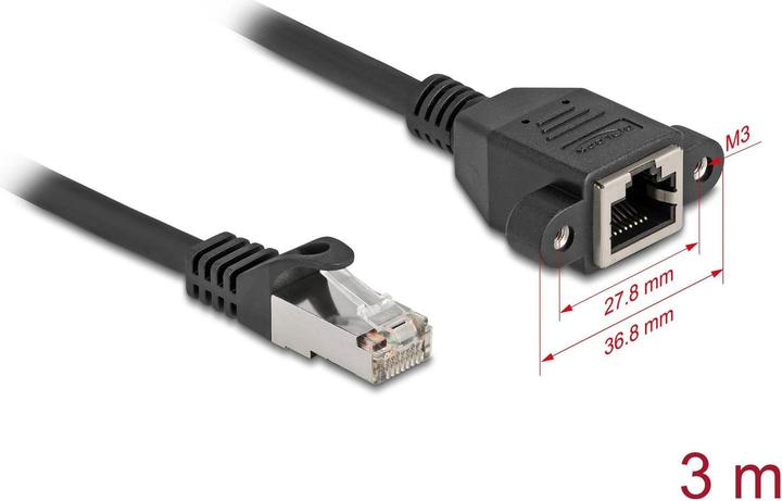 Actual product image Delock Netzwerk Verlängerungskabel S/FTP RJ45 Stecker zu RJ4 (S/FTP, CAT6a, 3 m)