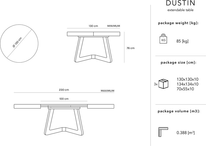 Produktbild Micadoni Dustin (130 x 130 x 76 cm)