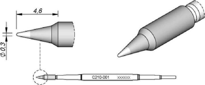 Immagine prodotto JBC Punta per saldatura serie C210, forma rotonda, C210031/Ø 2,0 mm, smussata (Punta di saldatura)