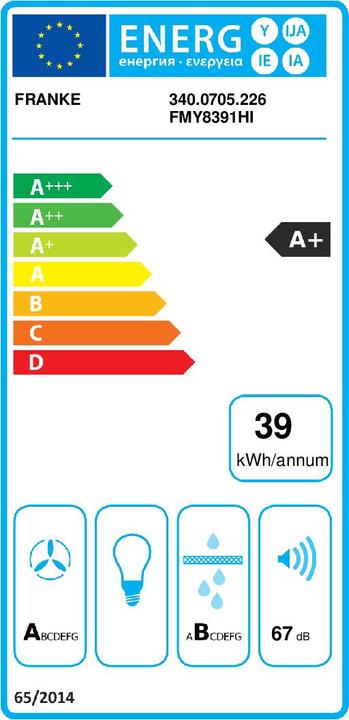 Energie-Label Franke Mythos 2gether Induktions-Dunstabzugshaube integriert mit dem Mythos 2gether Induktionsherd (83 cm, Induktionskochfeld)