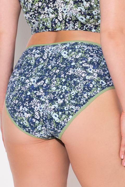 Image du produit Ulla Popken Culottes midi, lot de 5, fleurs/uni, tour de cuisse échancré (42, 44)